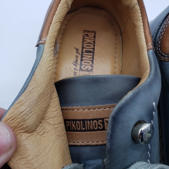 Pikolinos women US 39 gray leather upper tan accents leather lining laceup shoe - Picture 2 of 14